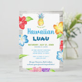 Rustieke bloem waterverf tropisch Hawaiaans luau Kaart (Staand voorkant)