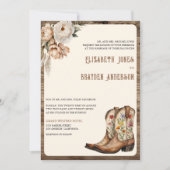 Rustieke Bloem Westerse Cowboylaarzen QR Code Huwe Kaart (Voorkant)