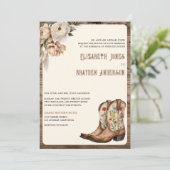 Rustieke Bloem Westerse Cowboylaarzen QR Code Huwe Kaart (Staand voorkant)