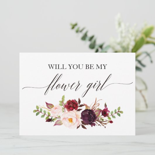 Rustieke bloem wil je mijn bloemenmeisje zijn kaart (Staand voorkant)