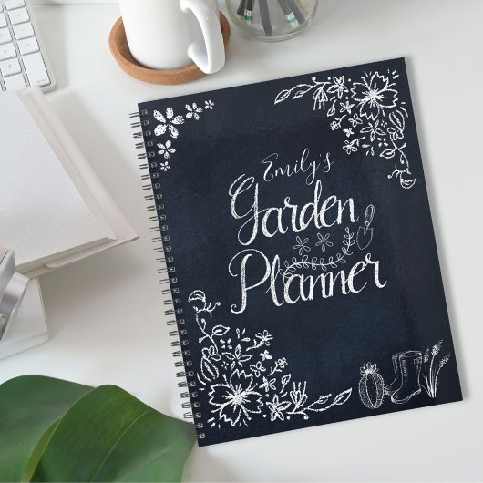 Rustieke Bloem Zwarte Krijtbord Tuin Planner