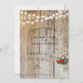 Rustieke bloemboeket metsenen vaas en slingerlicht kaart (Voorkant)