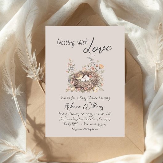 Rustieke bloemboog baby shower nestingfeestje kaart