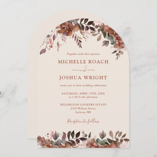 Rustieke Bloemboog Monogram Herfst Herfst Herfst H Kaart (Voorkant / Achterkant)