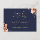 Rustieke bloemdetails in marineblauw en goud voor  informatiekaartje (Voorkant)