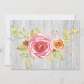 Rustieke Bloemen 3 Foto Meisje Baby Geboorte Aanko Kaart (Achterkant)