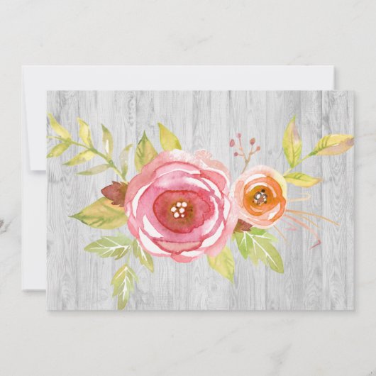 Rustieke Bloemen 3 Foto Meisje Baby Geboorte Aanko Kaart (Achterkant)