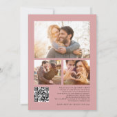 Rustieke bloemen 3 foto's QR code Bourgondië bruil Kaart (Achterkant)