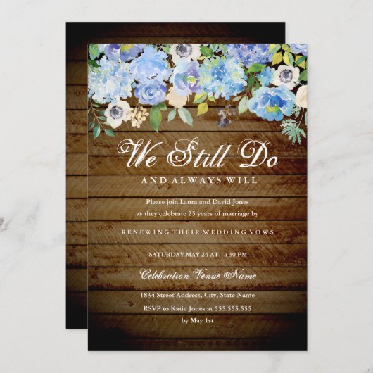 Rustieke Bloemen Achtertuin Gelofte Vernieuwing Ju Kaart (Voorkant / Achterkant)