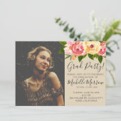Rustieke bloemen afstuderen partij uit te nodigen kaart (Staand voorkant)