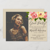 Rustieke bloemen afstuderen partij uit te nodigen kaart (Voorkant / Achterkant)