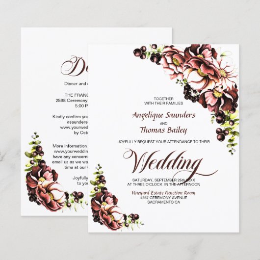 Rustieke bloemen alles in één bruiloft (Voorkant / Achterkant)