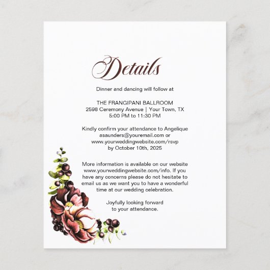 Rustieke bloemen alles in één bruiloft (Achterkant)