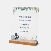 Rustieke Bloemen Anker Strand Huwelijk Welkom Acryl Bord (Hoek)