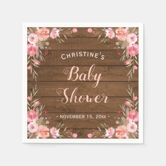 Rustieke Bloemen Baby shower Meisje Country Chic P Servet (Voorkant)