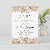 Rustieke Bloemen Baby shower Uitnodigen | Neutral  Kaart (Staand voorkant)