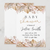 Rustieke Bloemen Baby shower Uitnodigen | Neutral  Kaart (Voorkant / Achterkant)