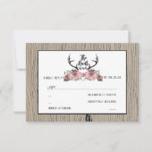 Rustieke Bloemen Barnwood Hunt is Over Bruiloft RS RSVP Kaartje (Voorkant)