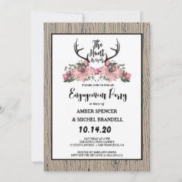 Rustieke Bloemen Barnwood Hunt is Over Verloving Kaart