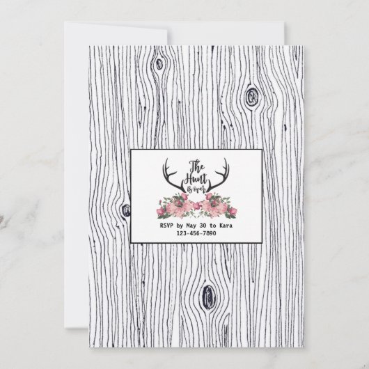 Rustieke Bloemen Barnwood Hunt is Over Vrijgezelle Kaart (Achterkant)