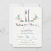 Rustieke Bloemen Bestek Repetitie Diner Uitnodigin Kaart (Voorkant)