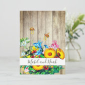 Rustieke Bloemen Bijen Goud Eco bruiloft uitnodigi Kaart (Staand voorkant)