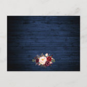 Rustieke Bloemen Blauw Hout Wedding Details Kaart (Achterkant)