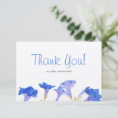 Rustieke Bloemen Blauwe Bloemen bruiloft Dank u Bedankkaart (Staand voorkant)