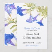 Rustieke Bloemen Blauwe Bloemen Huwelijk Save the Save The Date (Voorkant / Achterkant)