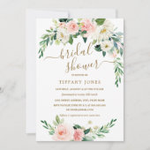 Rustieke Bloemen Blush Gouden Krans Vrijgezellenfe Kaart (Voorkant)