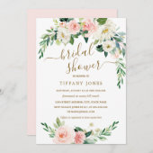 Rustieke Bloemen Blush Gouden Krans Vrijgezellenfe Kaart (Voorkant / Achterkant)