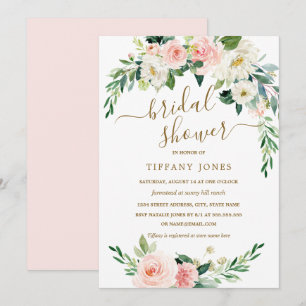 Rustieke Bloemen Blush Gouden Krans Vrijgezellenfe Kaart