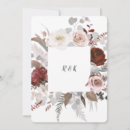 Rustieke Bloemen Blush Grijs Rood Vrijgezellenfees Kaart (Achterkant)