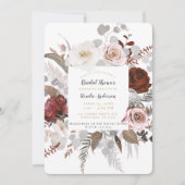 Rustieke Bloemen Blush Grijs Rood Vrijgezellenfees Kaart (Voorkant)