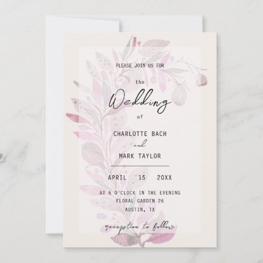 Rustieke Bloemen Blush Waterverf Handbeschilderd Kaart (Voorkant)