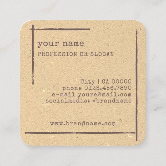 Rustieke Bloemen Boetiek Bloem Chic Natuurlijk Bru Vierkante Visitekaartje (Achterkant)