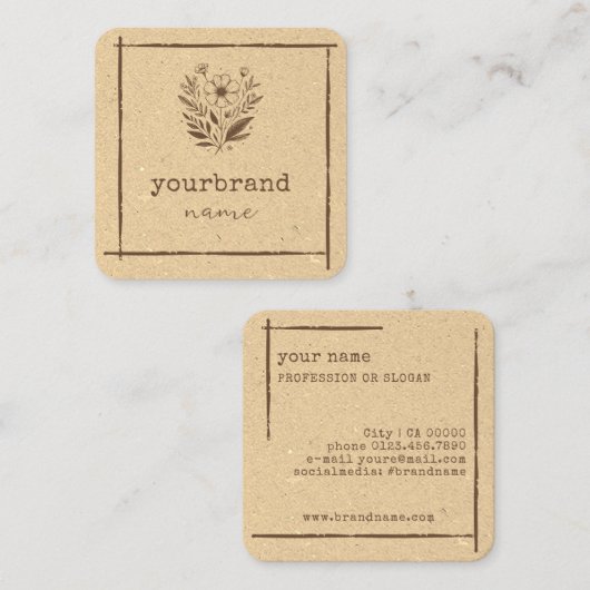 Rustieke Bloemen Boetiek Stationery Bloemist Vierkante Visitekaartje (Voorkant / Achterkant)