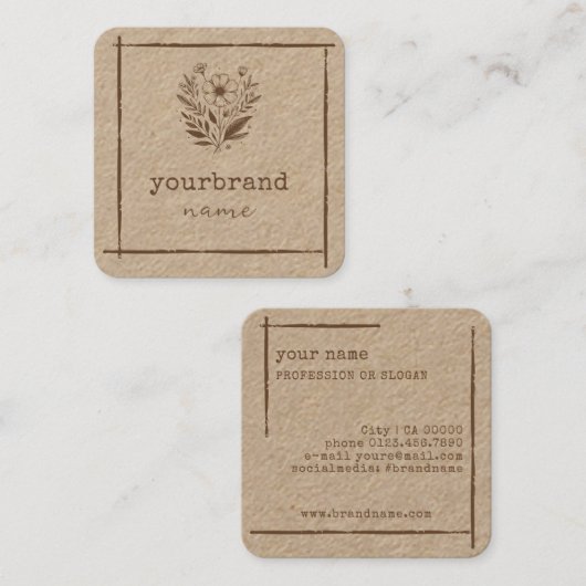 Rustieke Bloemen Boetiek Stationery Bloemist Vierkante Visitekaartje (Voorkant / Achterkant)