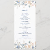 Rustieke Bloemen Boho Blauw en Beige bruiloft Menu (Voorkant)