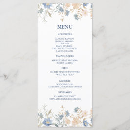 Rustieke Bloemen Boho Blauw en Beige bruiloft Menu