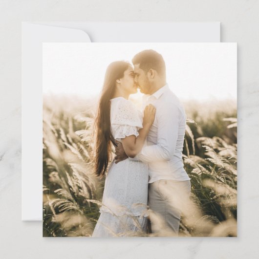 Rustieke Bloemen Boho Blauw en Beige bruiloft Save The Date (Achterkant)