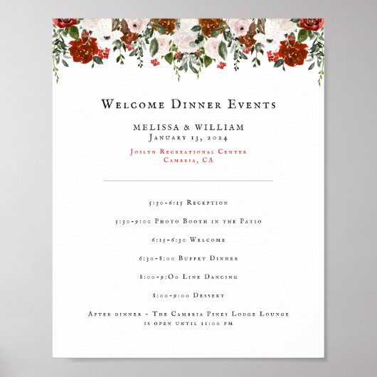 Rustieke bloemen | Boho Botanical Wedding Program Poster (Voorkant)