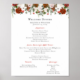 Rustieke bloemen   Boho Botanische bruiloft Menu Poster