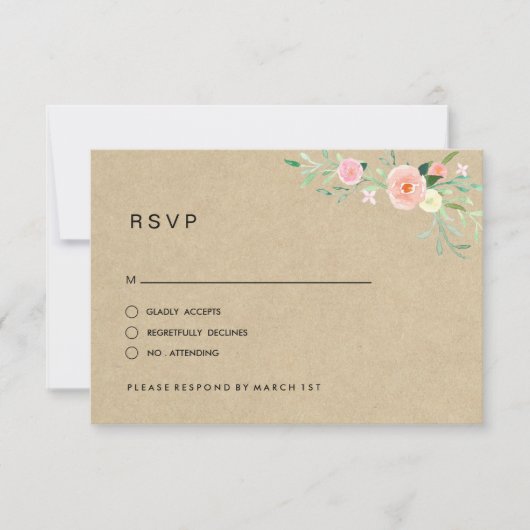 Rustieke Bloemen Boho Bruiloft RSVP (Voorkant)