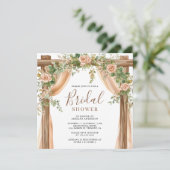 Rustieke Bloemen Boho Houten Boog Vrijgezellenfees Kaart (Staand voorkant)