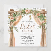 Rustieke Bloemen Boho Houten Boog Vrijgezellenfees Kaart (Voorkant)