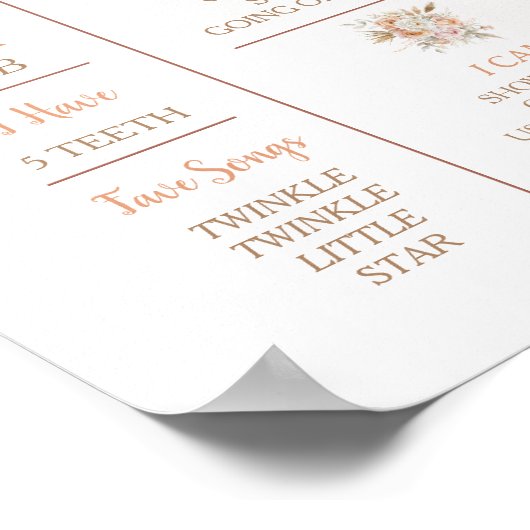 Rustieke Bloemen Boho Onederful Verjaardag Mijlpaa Poster (Hoek)