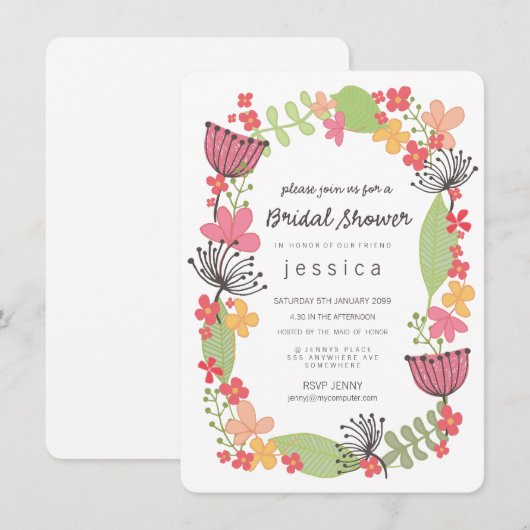 Rustieke Bloemen Border Vrijgezellenfeest Party Kaart (Voorkant / Achterkant)