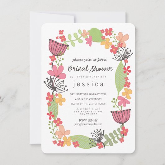 Rustieke Bloemen Border Vrijgezellenfeest Party Kaart (Voorkant)