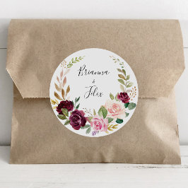 Rustieke Bloemen Botanische Bruiloft Envelope Seal Ronde Sticker